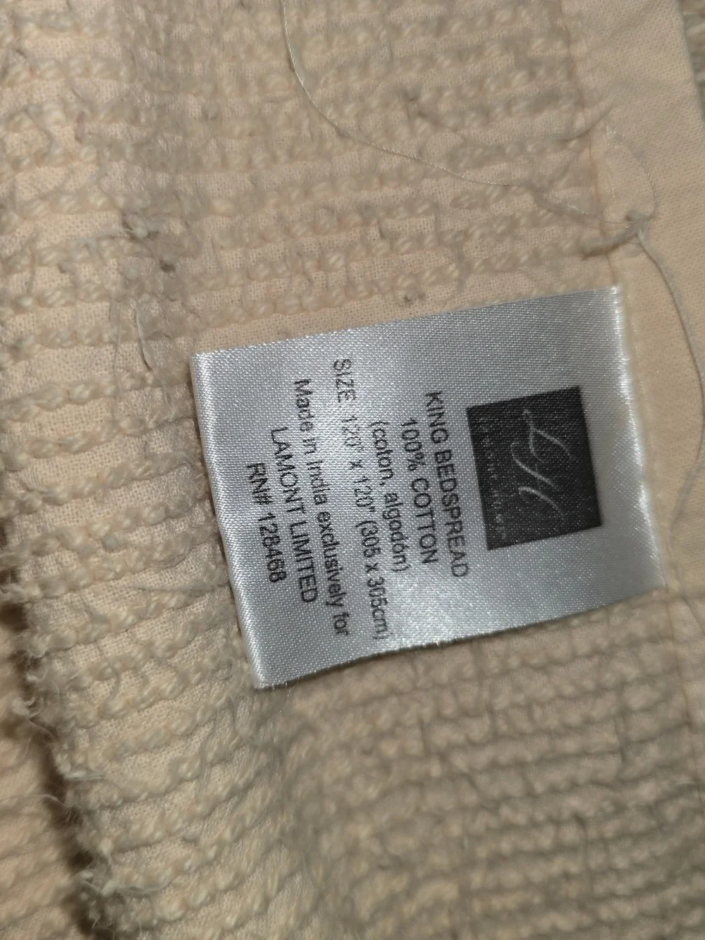 Lamont Limited, Cream Tufted Vintage Chenille Bedspread